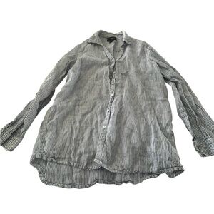 Tahari Blue and White Linen Shirt